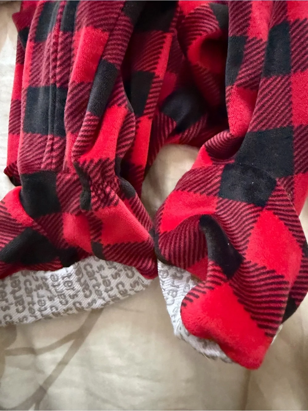 Carter's Red Black Buffalo Plaid Footed Pajamas
